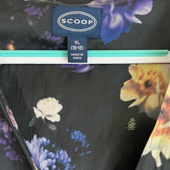 NWT Scoop Women's Plus V Neck Plissé Floral Midi Dress Sz XL - Picture 7 of 12